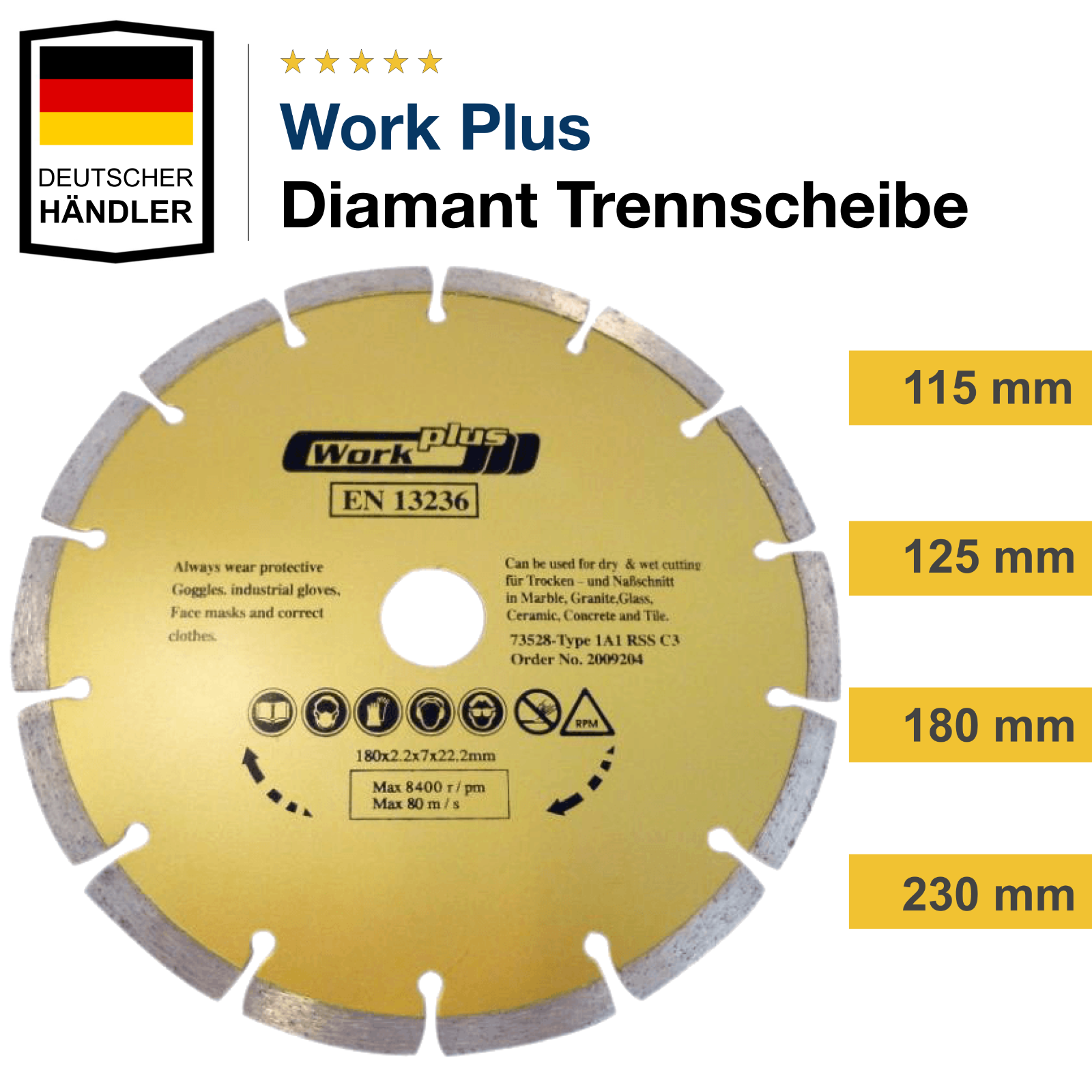 Diamanttrennscheibe Segment Diamantscheibe 115 125 180 230 Beton Stahl Pflaster 