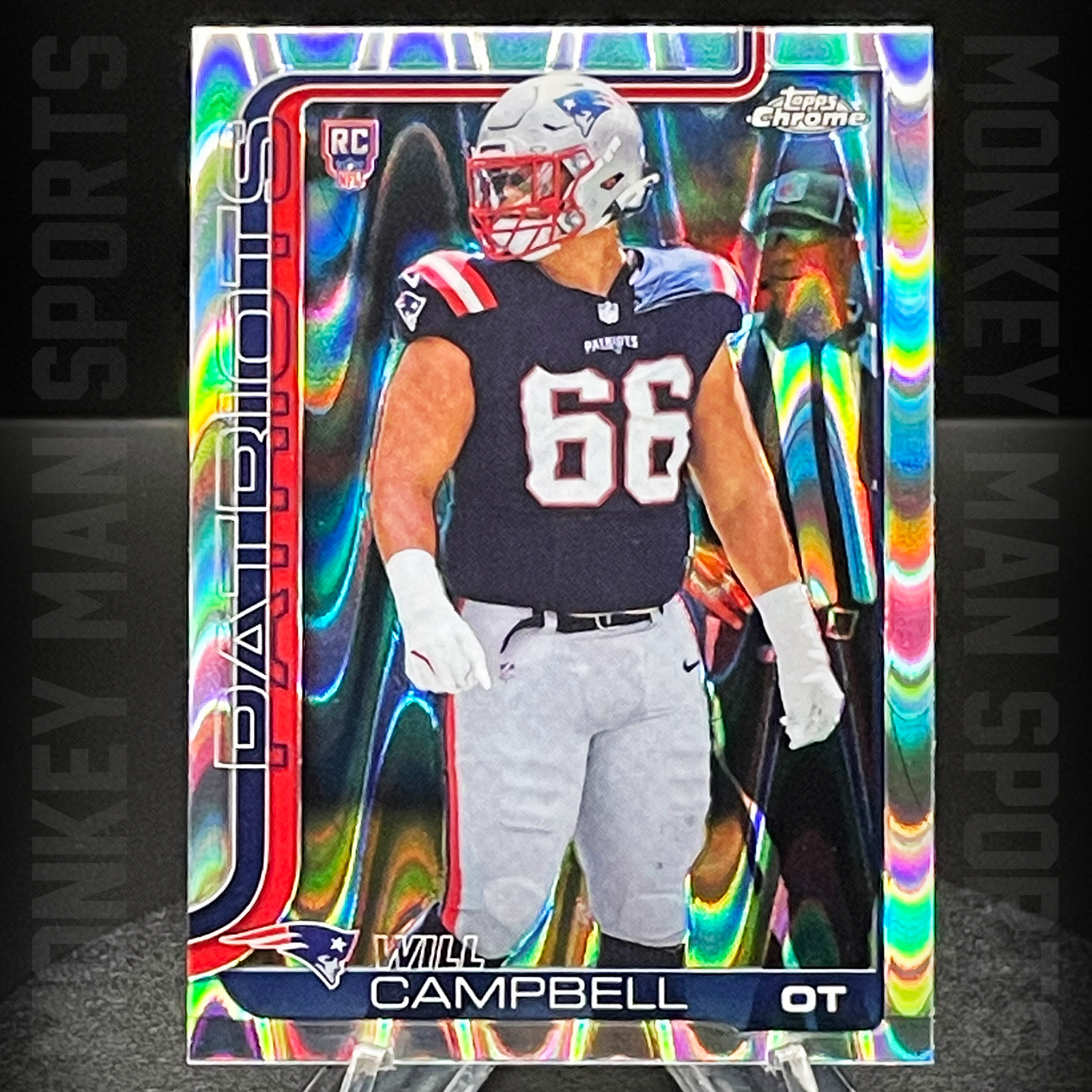 2025 Chrome - Will Campbell Rookie RC - #379 RAYWAVE REFRACTOR PATRIOTS MINT