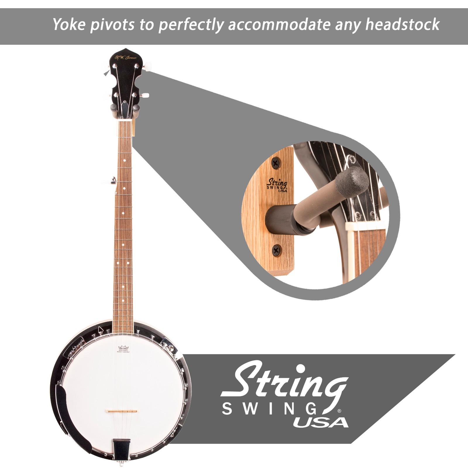 String Swing Oak Hardwood Home & Studio Banjo Hanger CC01B-O USA Made