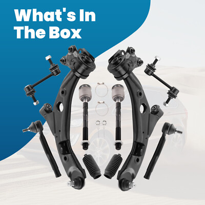 10x Front Suspension Lower Control Arms Tie Rods Kit for 2007-2014 Ford Edge MKX