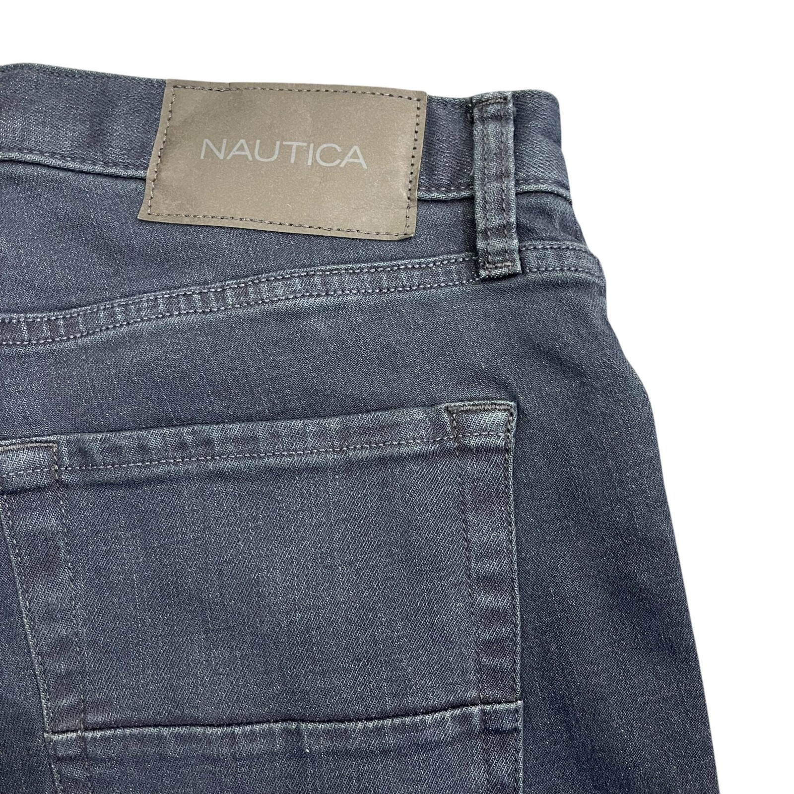 NWT Nautica Mens Original Relaxed Straight Stretch Denim Jeans Black Lagoon Wash