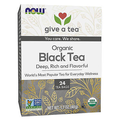 Черный чай NOW FOODS, органический, 24 чайных пакетика, допуск на звание лучшего на 09/2023