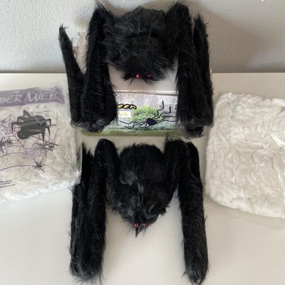 Halloween Spider Web Set 2 Giant Spider w/ Triangular Huge Web &Round Spider Web