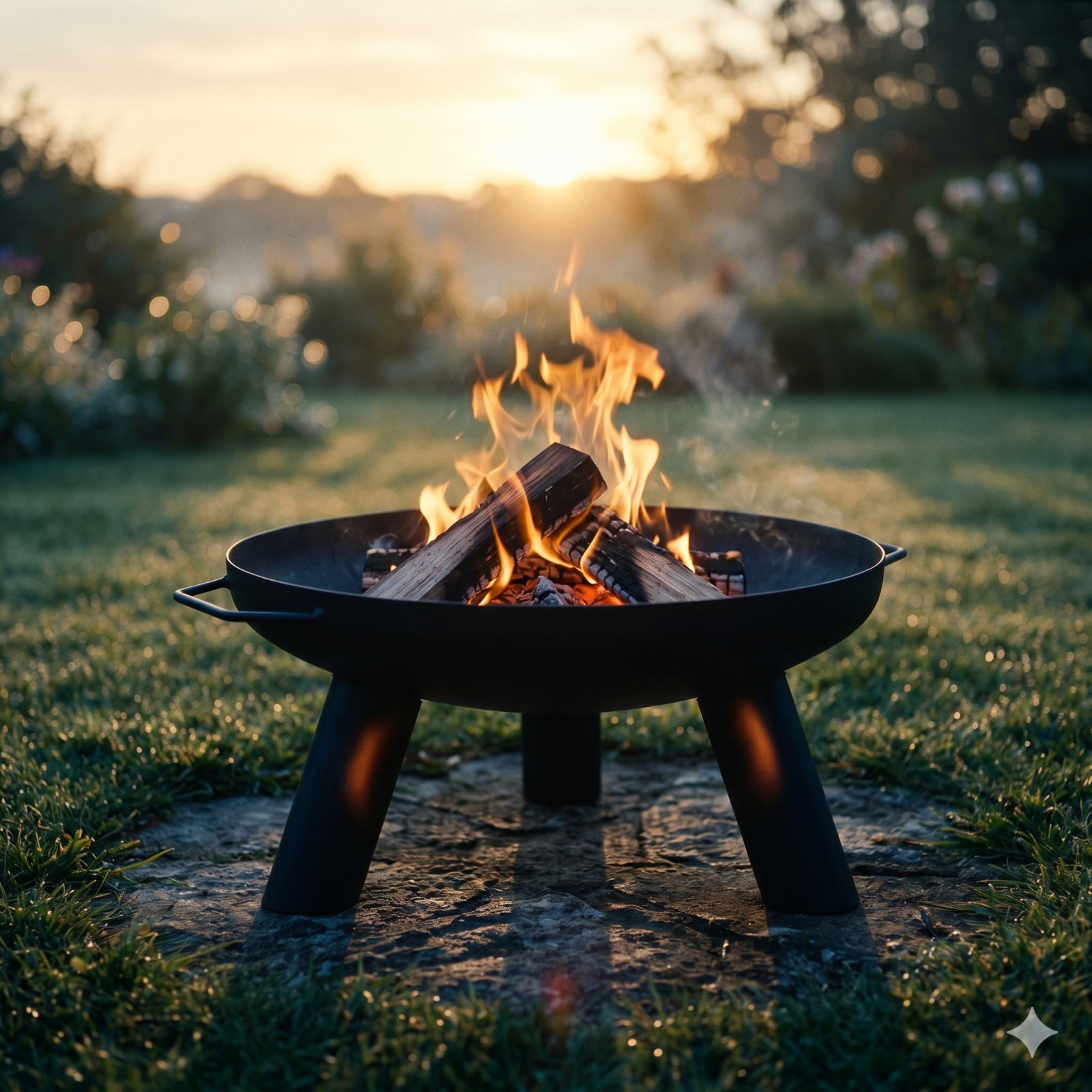 Designer Feuerschale 55cm Schwarz Matt aus Stahl für Garten und Terrasse