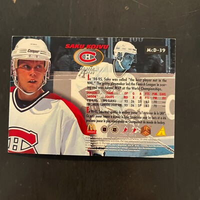 1996 Pinnacle McDonalds #McD-39 Saku Koivu Future Game Winners