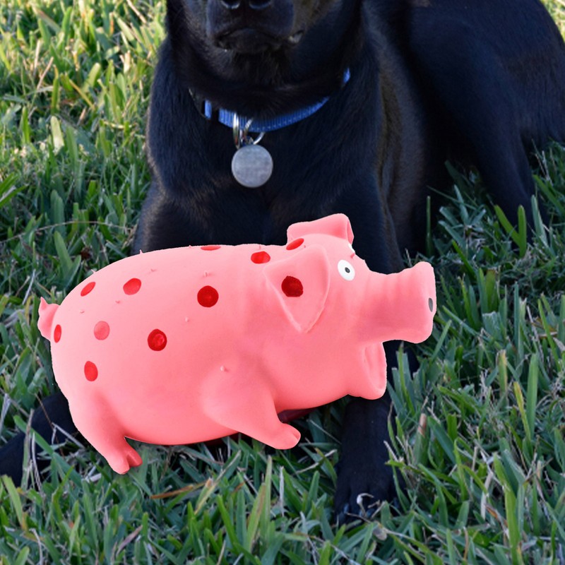 Pig Dog Toy Durable Latex Dog Toys with Squeaker Grunting Interactive Dog Toy