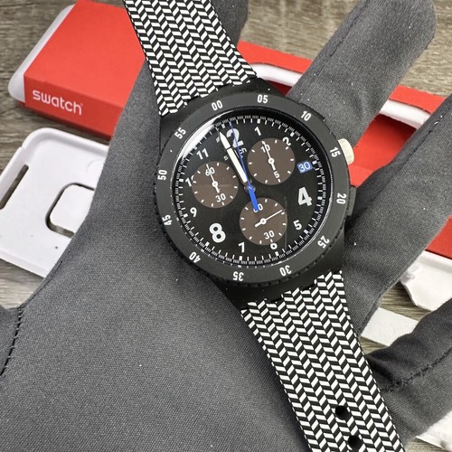 NEW✓ Swatch Originals GIROTEMPO Chronograph 42mm Black And