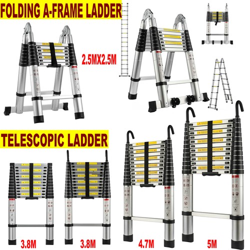 20.3FT Aluminum Telescoping Ladder Extension Folding Step Collapsible Non-Slip