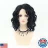 RENERSHOW Layered Short Wavy Bob Wig Black Curly Wigs for Women Side Part 12inch Heat Synthetic Wig