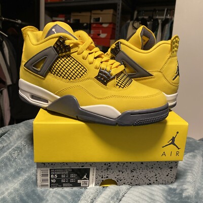 Nike Air Jordan Retro 4 LIGHTNING 2021 White Tour Yellow Dark Grey CT8527-700