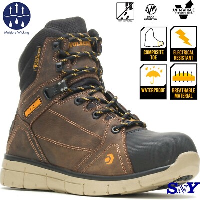 WOLVERINE CARBONMAX 6'' Men's Waterproof Composite Toe EH Rated Work Boots wv