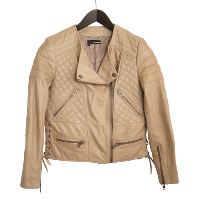 Femme The Kooples Veste Aviateur Beige Fermeture Eclair Agneau TAILLE S VAP928 eBay