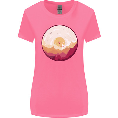 Vinyl Landscape Record Mountains DJ Decks Womens Wider Cut T-Shirt
