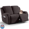 VANSOFY Recliner Loveseat Cover, 6-Pieces Stretch Dual Recliner Sofa Cover Soft Jacquard Reclining Couch Slipcover Furniture Protector with Elastic Bottom for Kid, Pets(2 Seat,Chocolate)