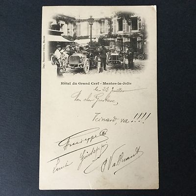 CPA 1905 Hotel Du Grand Cerf Mantes La Jolie Automobile Voiture Voyagée 78