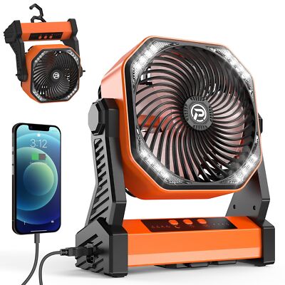 KITWLEMEN Camping Fan with LED Lantern, 20000mAh Rechargeable Battery Operate...