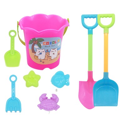 1 Set Sand Toys with Mold Parent-child Interaction Sand Toys with Bucket Fu Pink