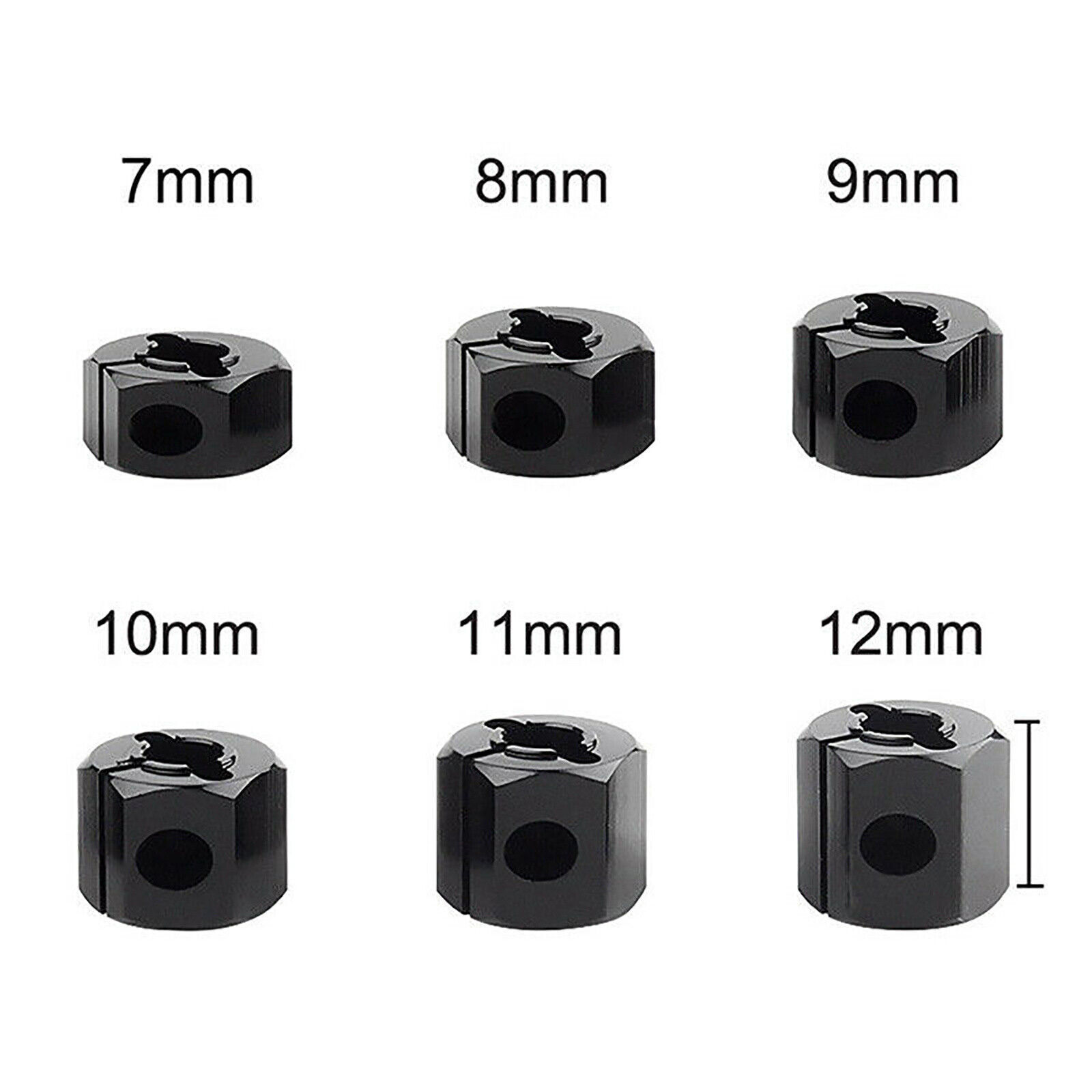 4X 12MM Wheel Hex Hub Thickness 7-12mm for 1/10 RC Axial SCX10 90046 Tamiya