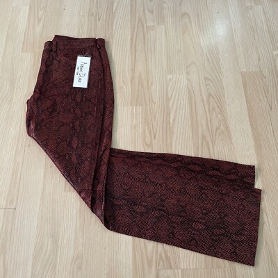 vintage ALBERT DUKE leather PANTS  Size 4  Women s Red Snake Print Flare Bootcut