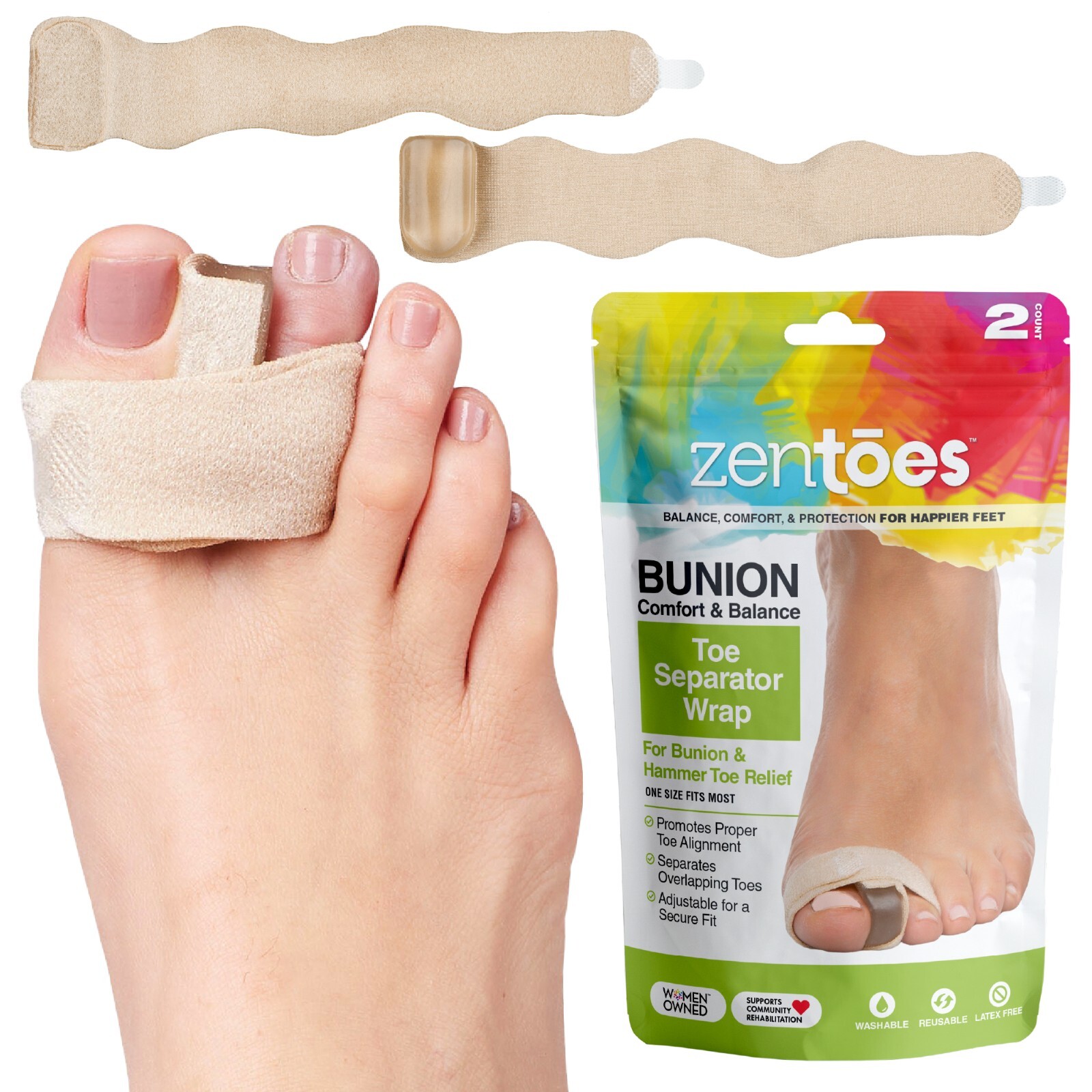 2 Stück Hallux Valgus Schienen - Zehentrenner Zur Korrektur, In Beige