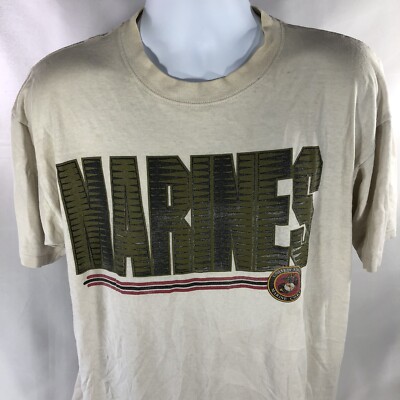 VINTAGE MARINES SOFFES CHOICE SHIRT MENS LARGE USA MADE SINGLE STITCH DISCOLORED