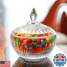 600ml/21oz Large Glass Candy Dish with Lid,Clear Crystal Candy Jar with Lid,Decorative Candy Jar for Candy Buffet, Party, Wedding, Home Decoration,Dishwasher Safe