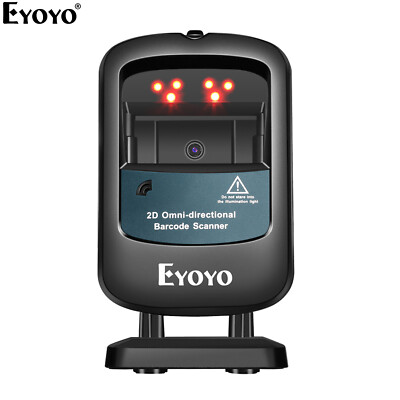 Eyoyo Desktop 2D 1D Hands-Free Barcode Scanner Omnidirectional USB Code Used