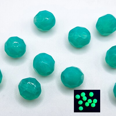 Green Opal Uranium Glass Beads 8mm Fire Polished 10pcs