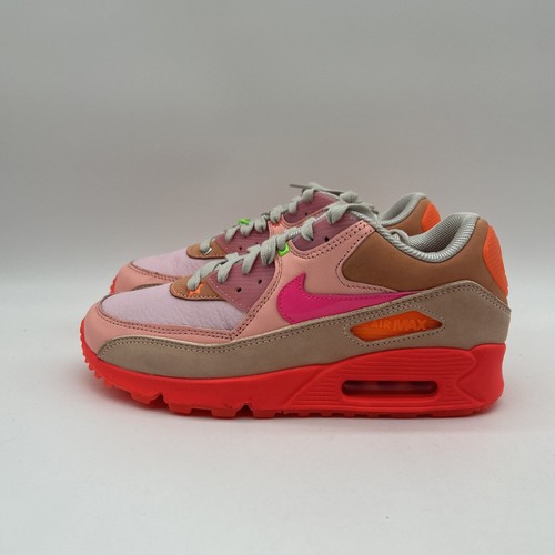Pre-owned Nike Air Max 90 Bright Crimson Platinum Ct3449-600 Women's Size 8 No Lid In Silver