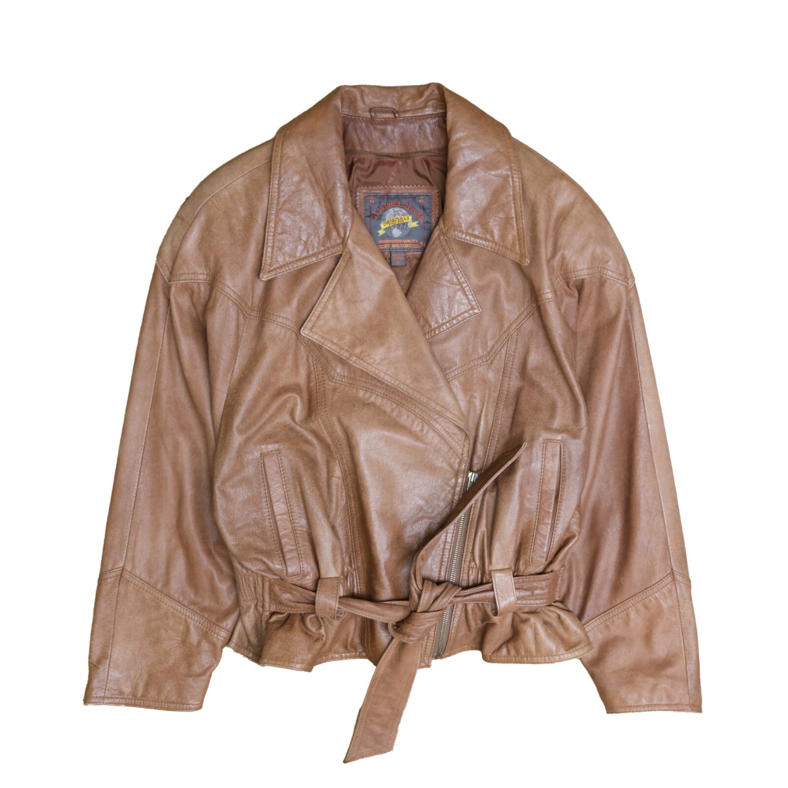 ジャケット・アウター vintage leather jacket brown Vintage Distressed Leather Biker Jacket, Brown and Black