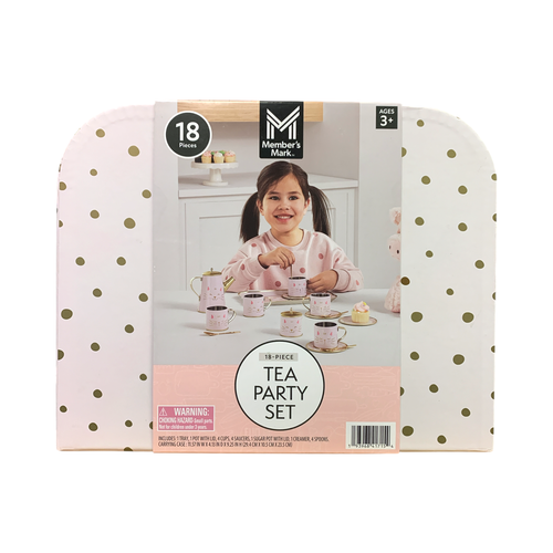 Участники отмечают жестяной набор для чаепития Ролевые игры из 18 предметов с футляром для переноски (Кошки)