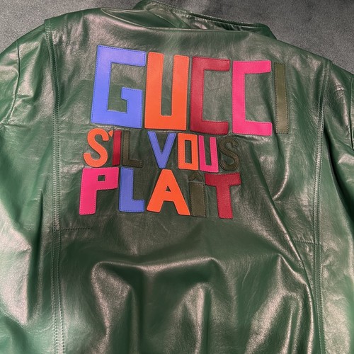 Pre-owned Gucci Leather Jacket In Medium And Large In Green