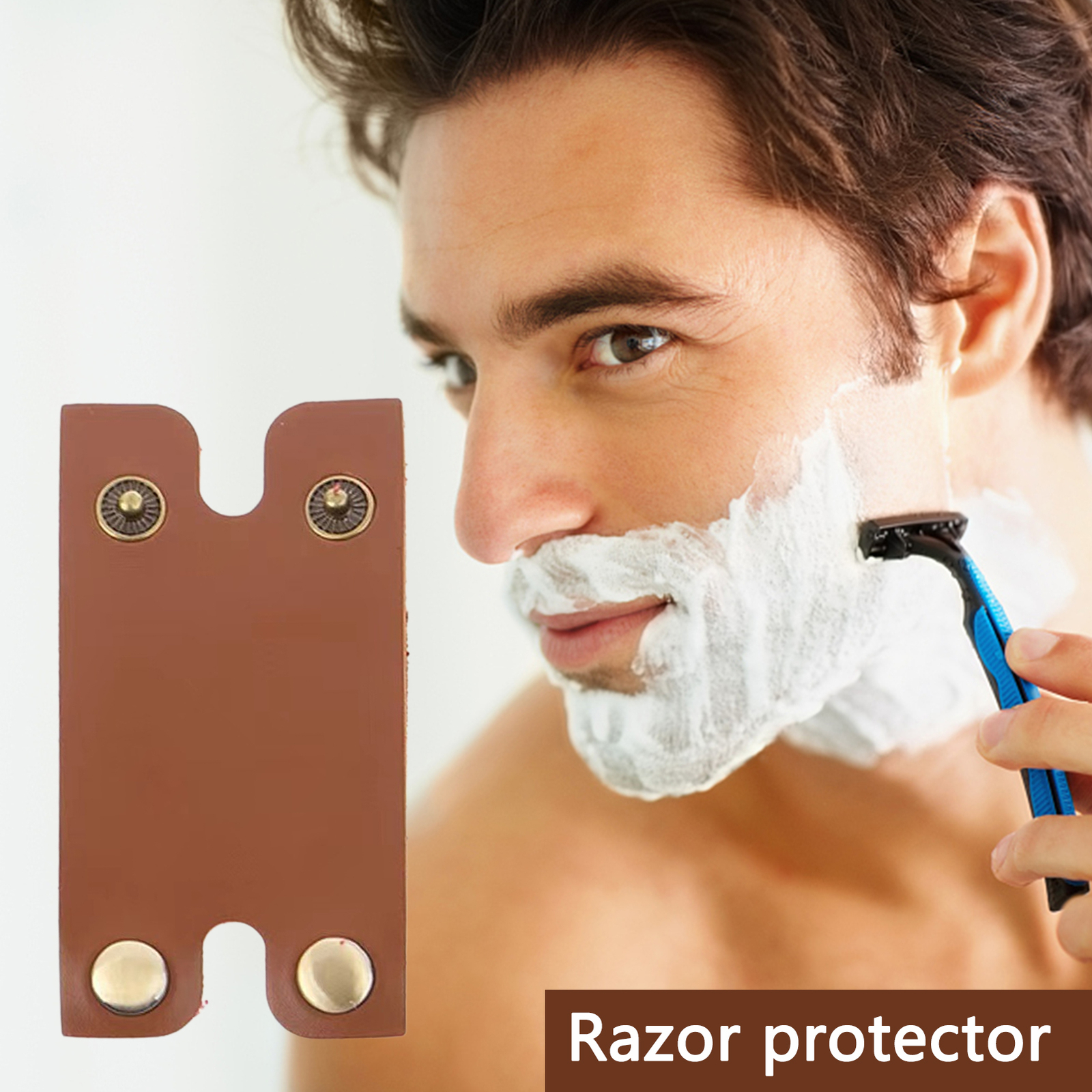 1pcs Leather Razor Head Case PU Leather Razor Protector Portable Razor Case