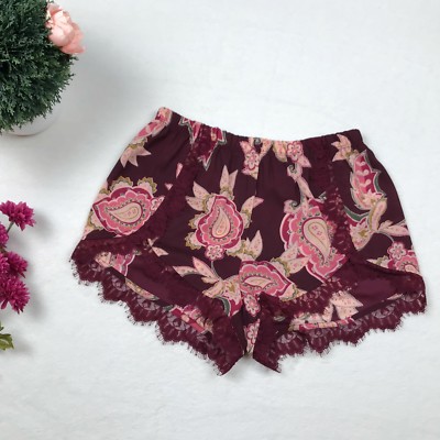 Show Me Your Mumu Womens Shorts XS Nori's Knickers Floral Paisley Vino Wine NWT