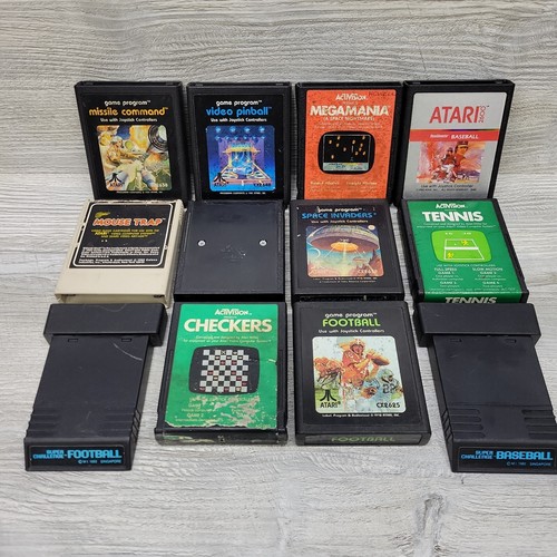 Vintage Atari 2600 Video Game Lot Of 12 Untested Megamania Mouse Trap Checkers