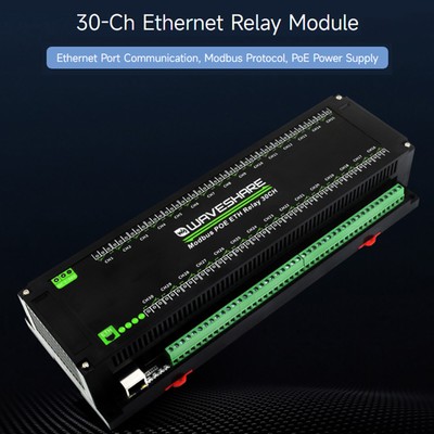 30-Channel Ethernet Relay Module Modbus TCP Protocol Poe Ethernet Communication