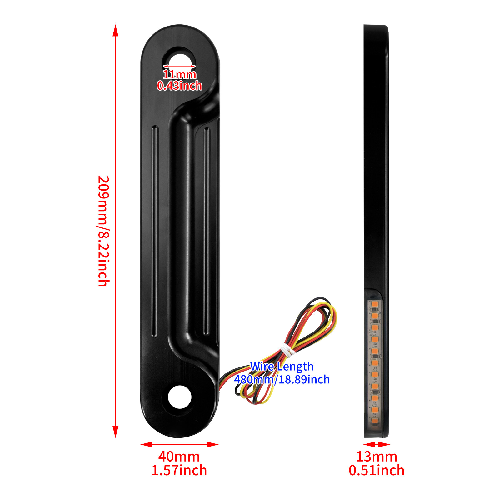 Black LED Flush Fork Turn Signal Side Light Fit For Harley Touring Glide 1998-up