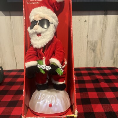 Gemmy Jingle Bell Rocker Santa Guitar Playing Sunglasses 14'' 2009 Tested
