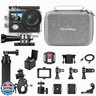 AKASO Brave 4 Action Camera with Waterproof Floating Hand Grip and Carry Bag Bundle - 4K30 20MP Ultra Hd EIS 131ft Underwater Camera 5xZoom Dual Screen with Helmet and Bicycle Accessories Kit