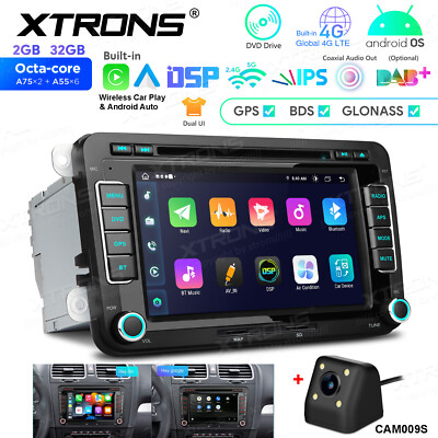 CAM+Android 13 8Core Car GPS Stereo DVD Radio Navi 4G 32GB For VW Jetta Golf EOS