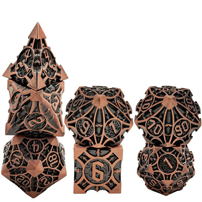 7pcs Polyhedral Metal Dice Set for Dungeons & Dragons DND RPG Roleplaying 