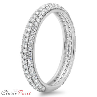 Pre-owned Pucci 1ct Round Cut Eternity Simulated Bridal Wedding Anniversary Band 14k White Gold In White/colorless