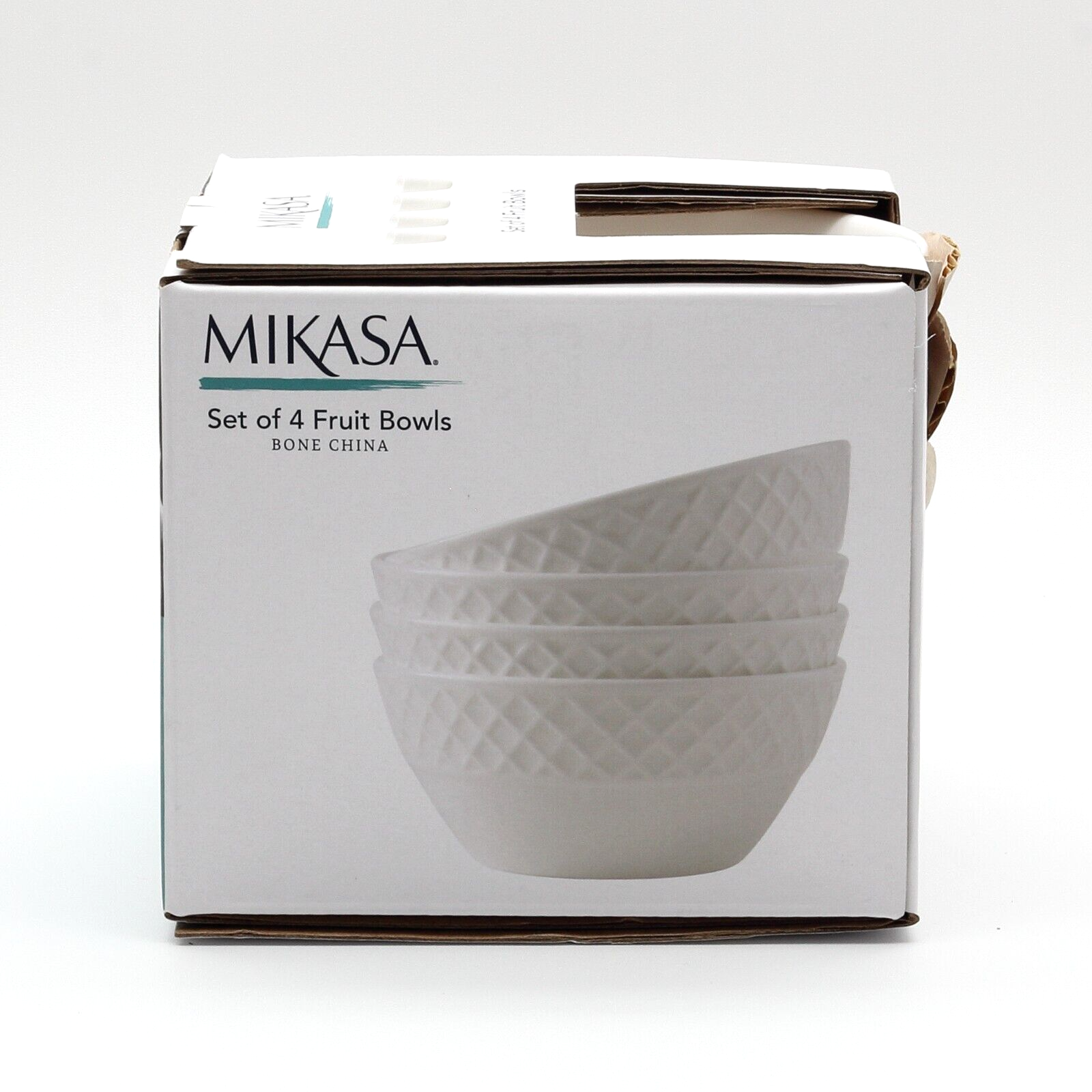 Mikasa Trellis Bone China Small White Fruit Bowls, Set of 4
