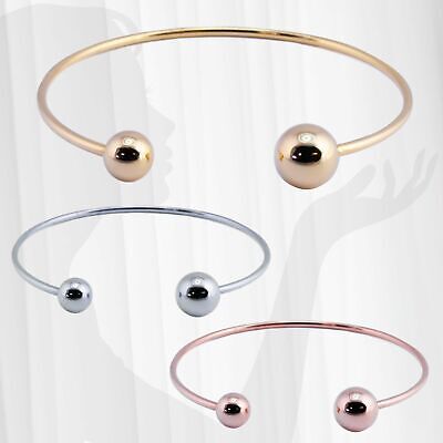 Womens Stainless Steel Bangle with Balls Bracelet Silver Pink Gold Rose Elegant