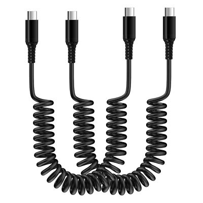 USB C Android Auto Cable 3ft 2Pack,Retractable Coiled Type C Power Cord Short...