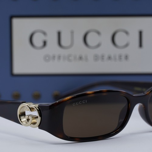 Pre-owned Gucci Gg1661s 002 Dark Havana/brown 54-16-135 Sunglasses Authentic