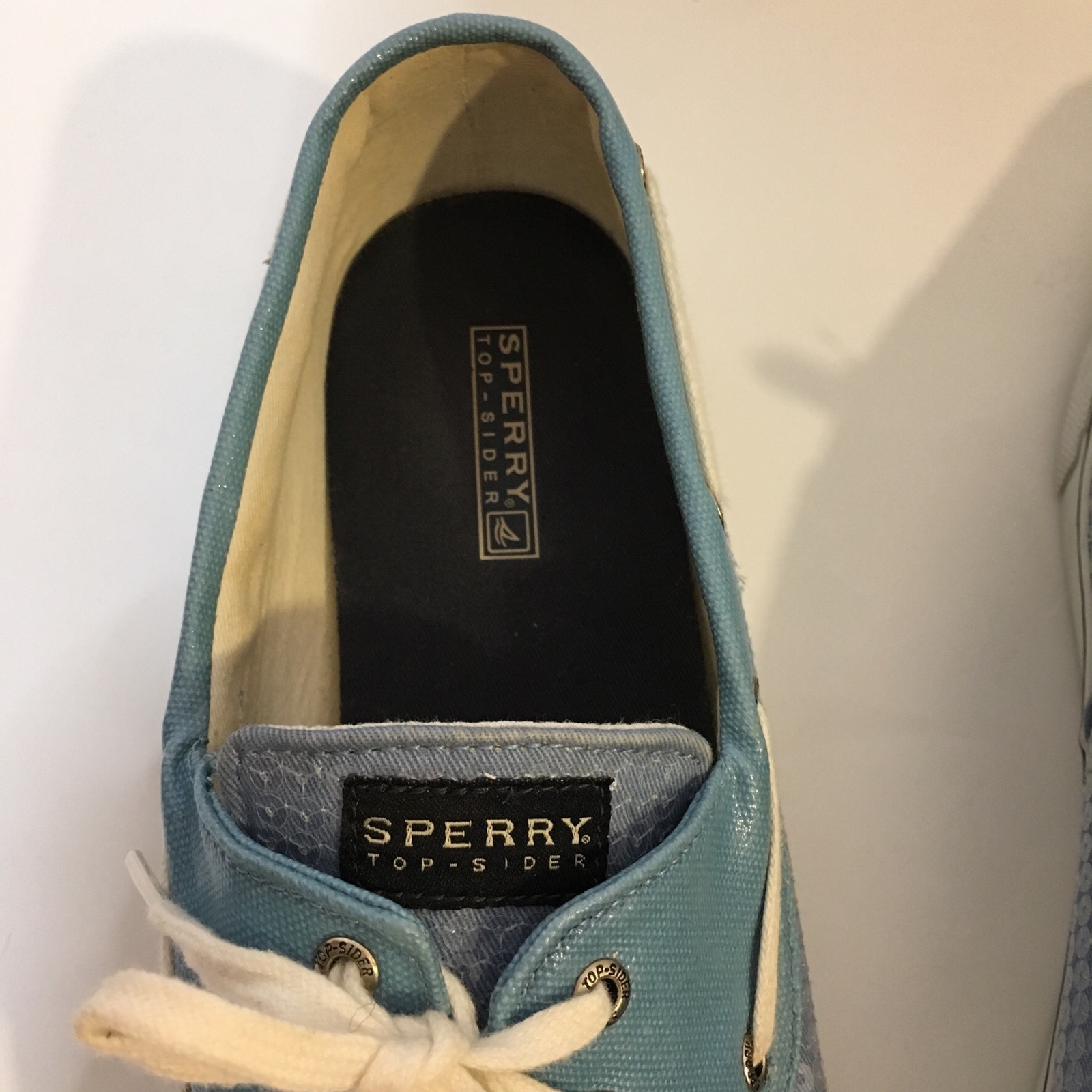 Sperry Top-Sider Women's Blue Sequin Biscayne Boat Shoes Sz 12 M #9383282