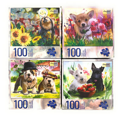 Lot 4 100 Piece Jigsaw Puzzles Kids Toys Corgi Corgy Dogs Puppy Christmas Toy