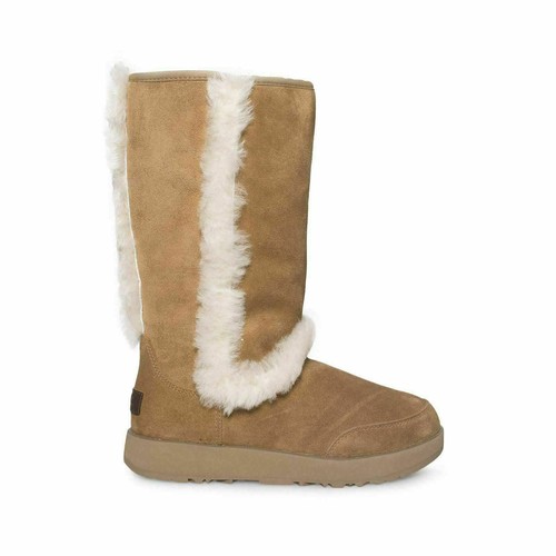 Pre-owned Ugg Sundance Waterproof Chestnut Suede Sheepskin Women's Boots Size Us 6 In Brown