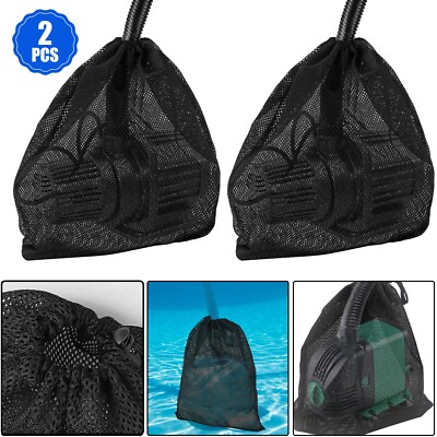 2Pcs 31x41cm Water Pump Filter Net Mesh Bag Drawstring Pond Pouch Waste Barrier